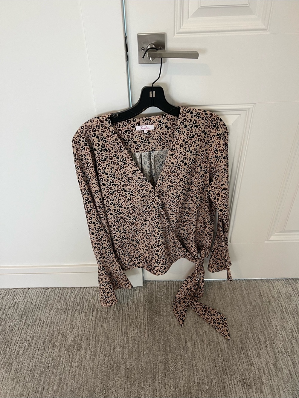 Parker Pink Leopard Wrap Blouse